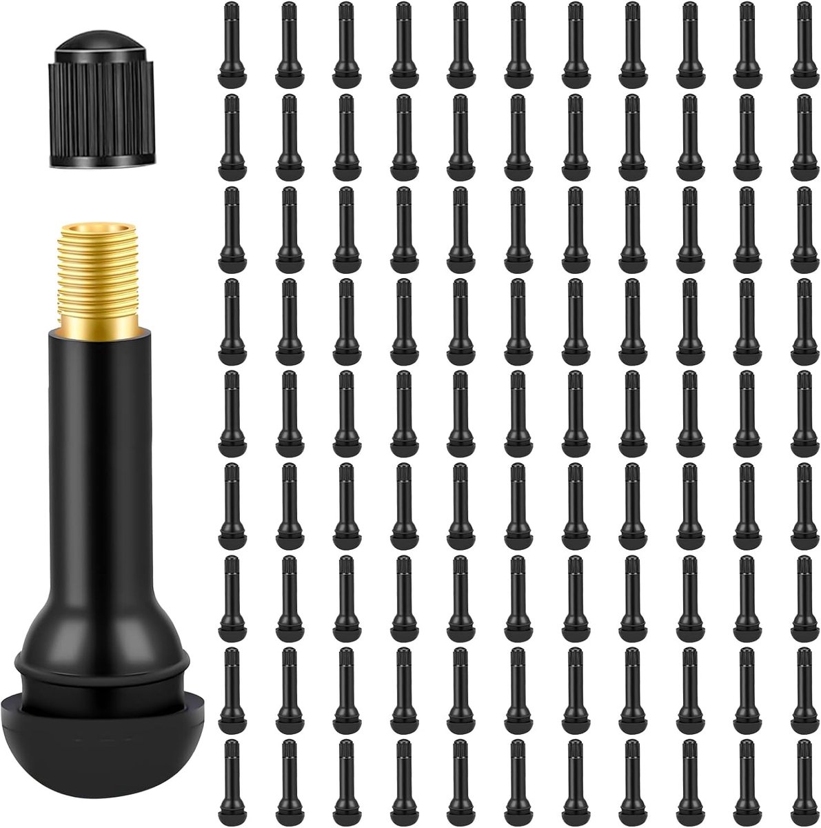 100 stuks TR414 bandenventielen, snap-in rubberen ventielen, universele autoventielen, autoventielen voor auto's, motorfietsen, fietsen