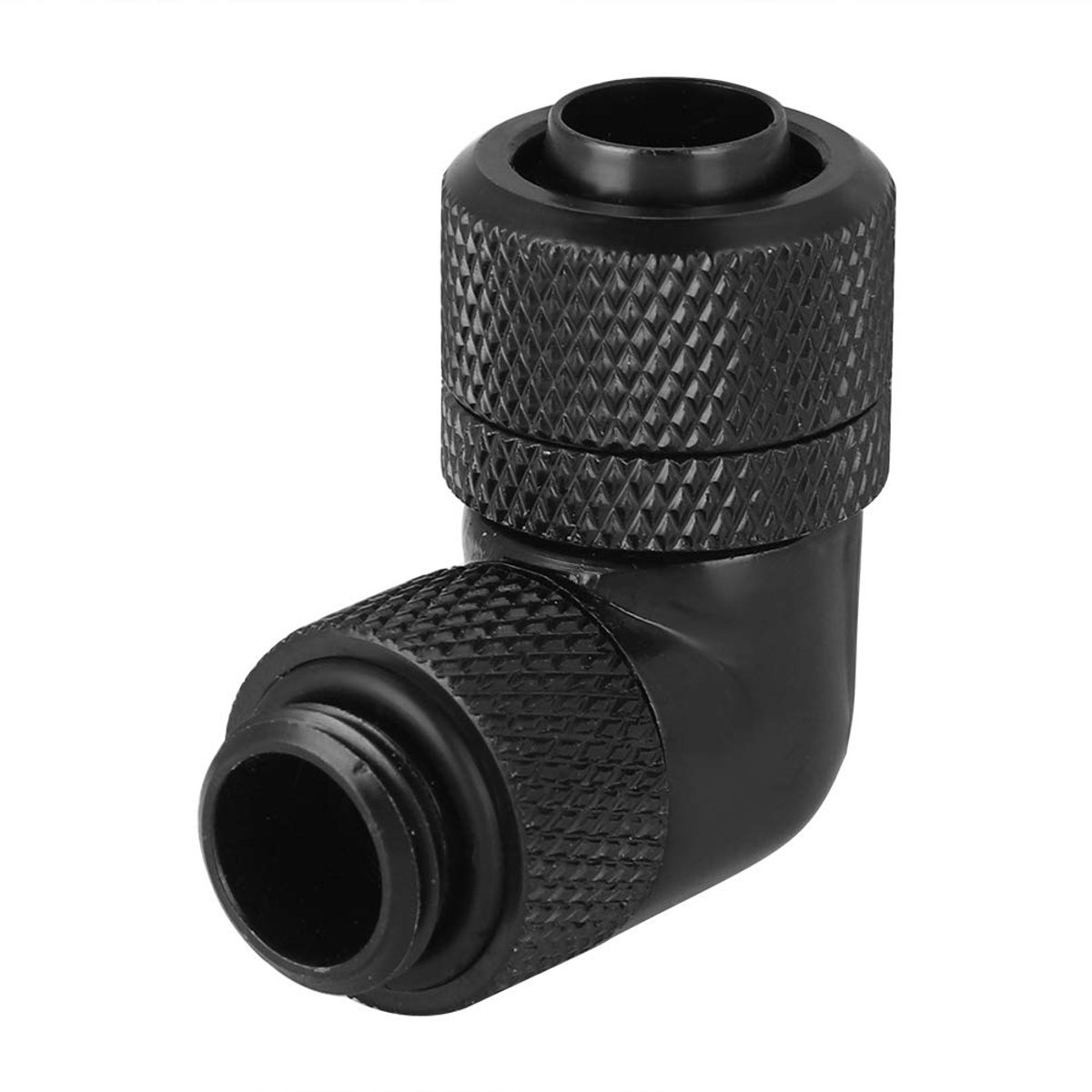 Waterkoelaansluiting G1/4, 90 graden rotary voor waterkoelsystemen van desktopcomputers, messing schroefdraad, waterkoelaansluiting voor harde buizen, lekvrij design (zwart, 3,7 cm)