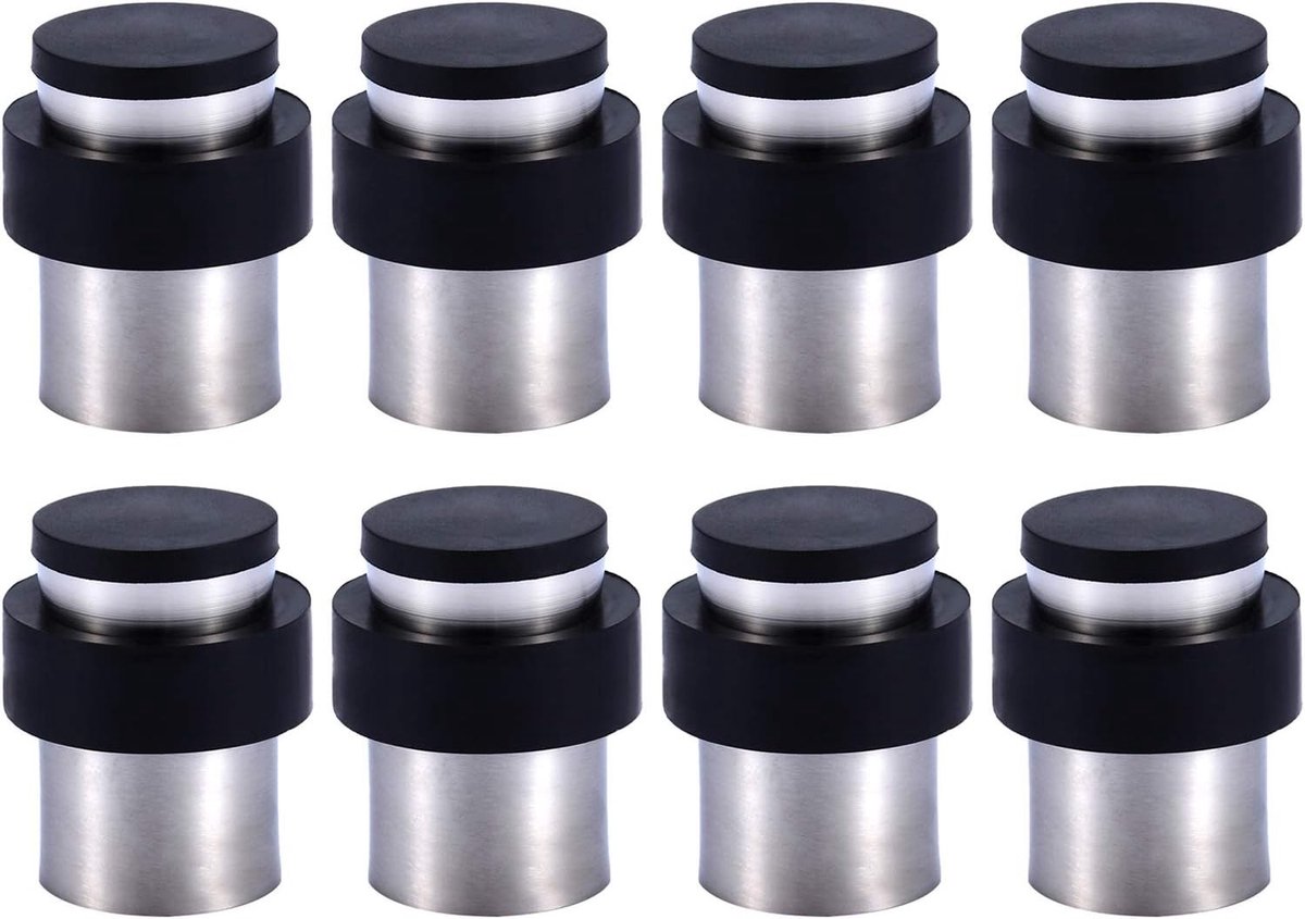 Deurstopper - Roestvrij Staal - 4.5 cm - Cilindervormig met Rubber - Voor Vloer of Muur