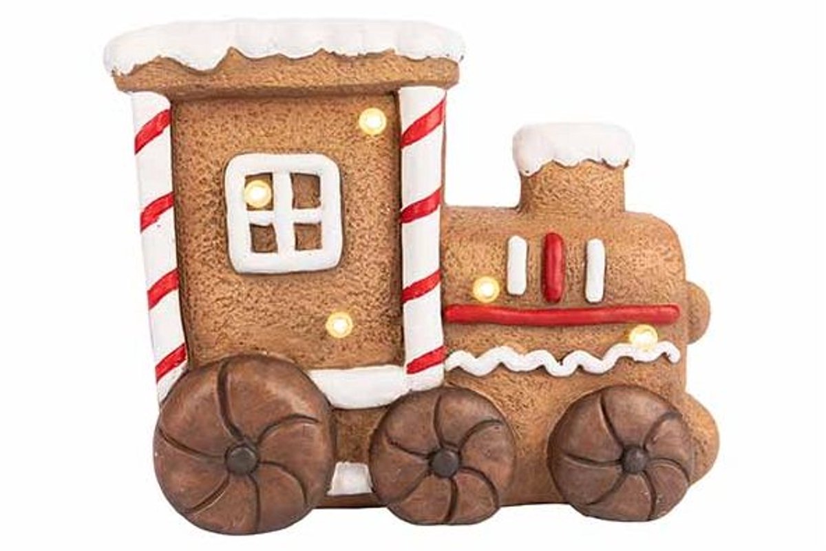 Kersttrein Cookie Led Excl 3xaaa Batt B Ruin 38x19xh30cm Keramiek