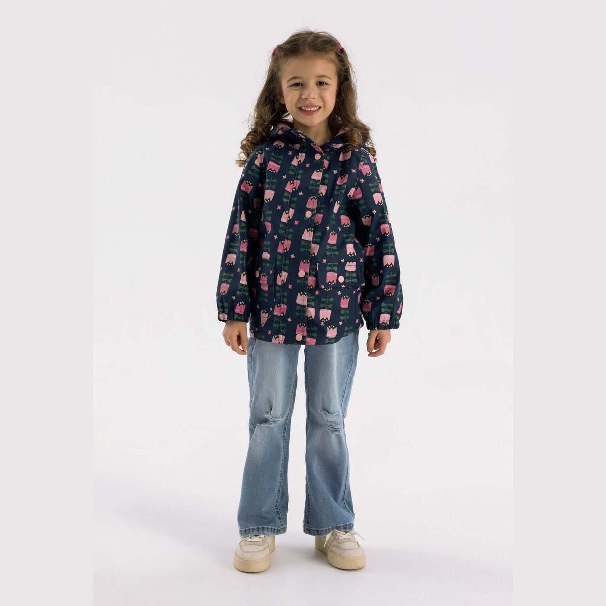 Minoti regenjas waterdicht donkerblauw - meisjes
