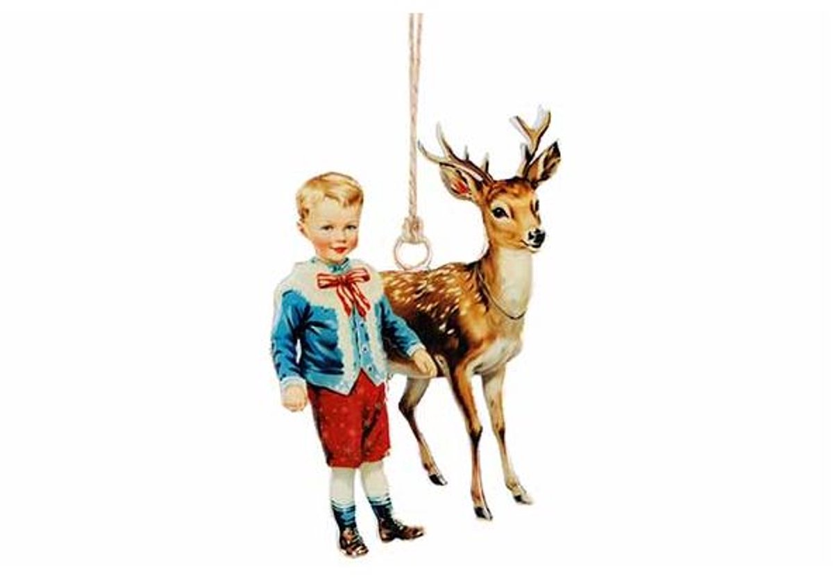 Hanger Vintage Boy And Deer Multikleur 7 X1xh10,5cm Ijzer