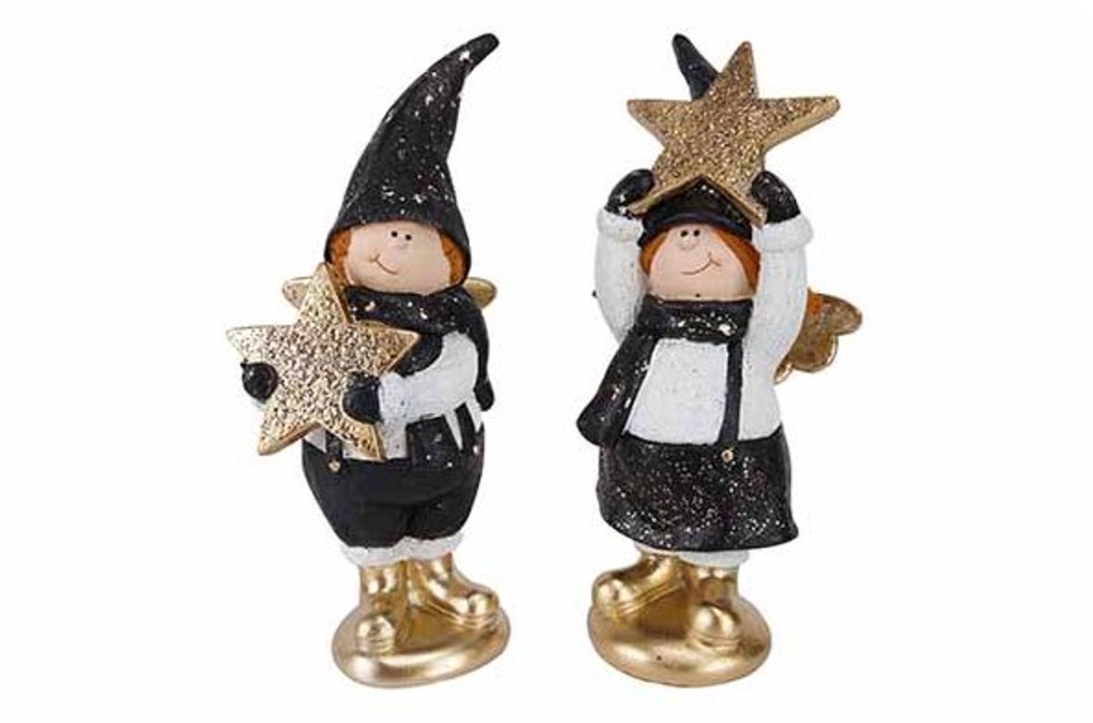 Kind Star Ass2 Golden Details Zwart 9x8x H19,5cm Andere Polyresin