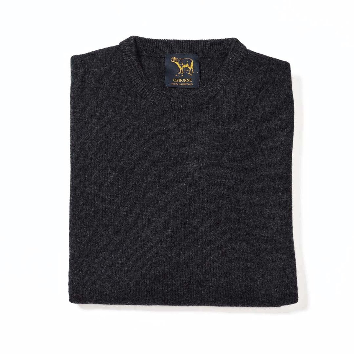Osborne Knitwear Trui met ronde hals - Sweater heren in Lamswol - Pullover Heren - Charcoal - 3XL