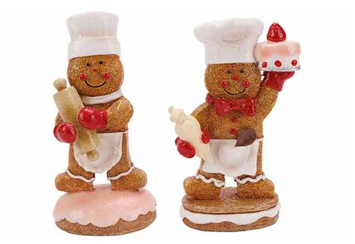 Sneeuwman Coockies 2ass Bruin 8x5xh14cm Polyresin
