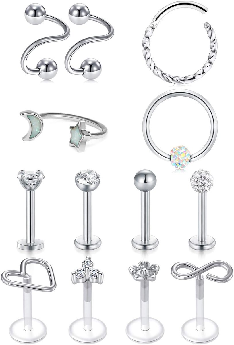 16G roestvrij staal Helix Tragus Oorbellen Kraakbeen Oorbellen Cz Tragus Helix Piercing Studs voor Vrouwen Mannen Piercing Sieraden