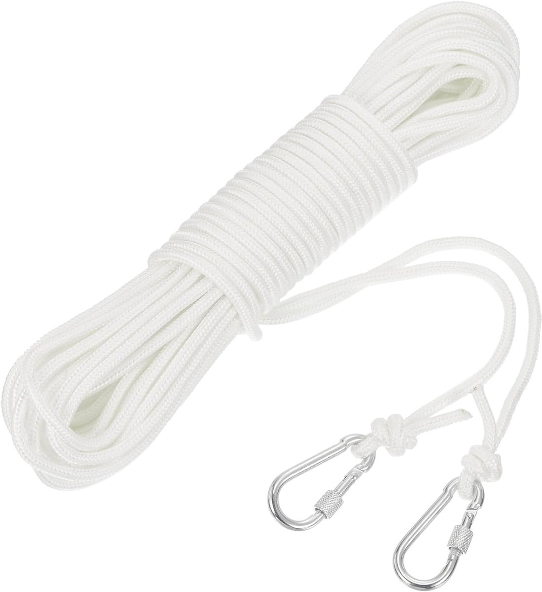 Ankertouw van polypropyleen, gevlochten kabel met haken, 1/4 inch 1,6 m, drijvende spaken, nylon, voor anker, levensboot, zwembad, marine, wit