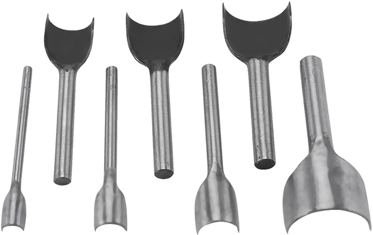 7-delige lederhandwerk, half, ronde vormsnijder-stansset, 10 mm, 15 mm, 20 mm, voor portemonnee, kaartetui, riem