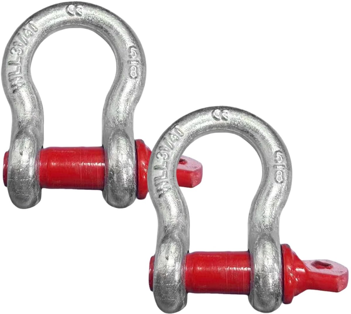 2 stuks schakel 3,25 ton | Hoogsterkte gesmede schakels van gegalvaniseerd staal voor camping, klimmen, transport, katrollen & hijsen (WLL: 3,25 ton)