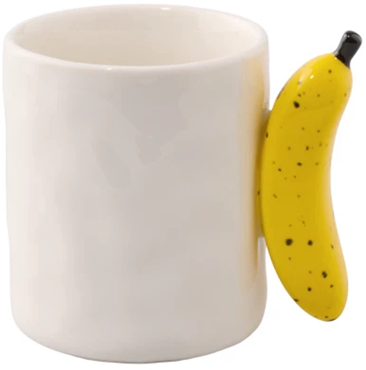 Fluid Market beker met handvat 13x8x9.5cm banaan geel