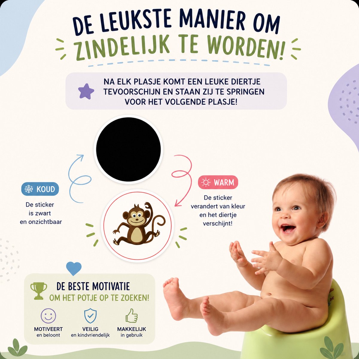 Hello Potty! - 10 Magic Stickers met Dieren - Zindelijkheidstraining Kind - Plasstickers voor kinderen- 10 Magische plasstickers - Potjestraining — afbeelding 4