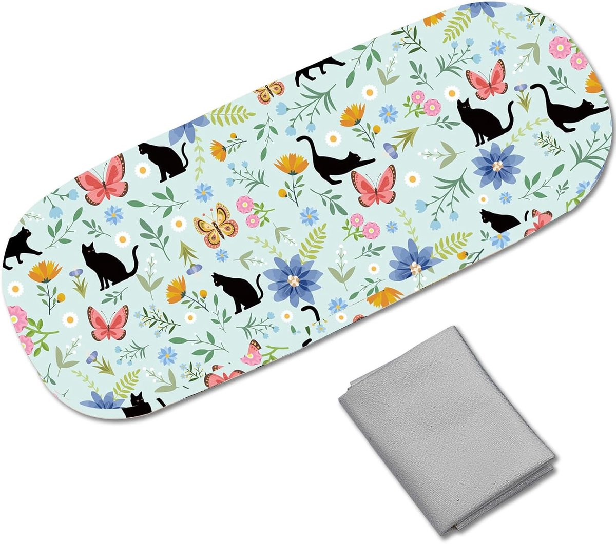 Brillenkoker met zwarte kat hard leer met brillenkoker draagbare brillenkoker met reinigingsdoekje voor vrouwen en mannen, voor reizen, 16,2 x 6,4 x 3,9 cm