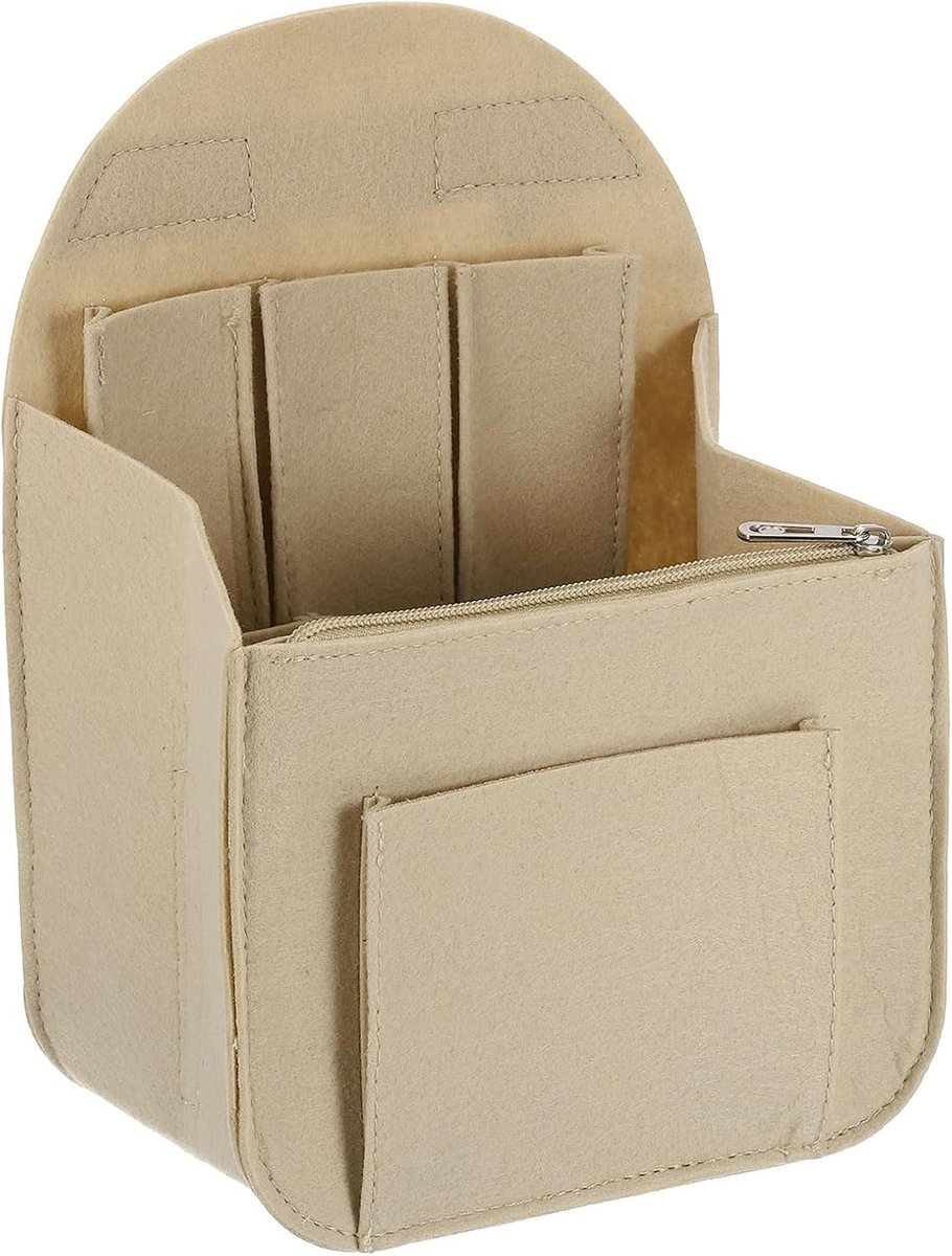 Inzetstuk voor tasorganizer, draagbare vilten organizer met metalen ritssluiting, vakken, zakvoering voor rugzak, handtas, schoudertas (19,5 cm x 12 cm x 27 cm, grijs), grijs