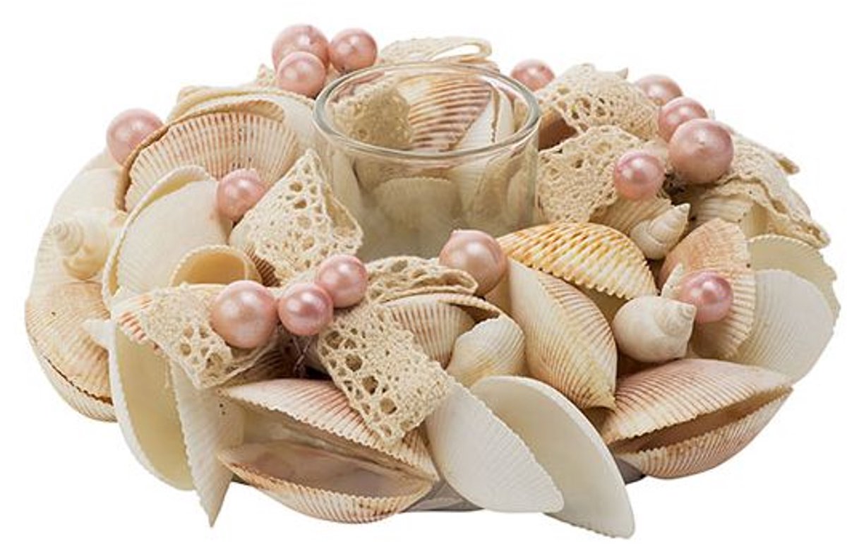 Theelichthouder Shells And Pink Pearls N Atuur D19xh6,5cm