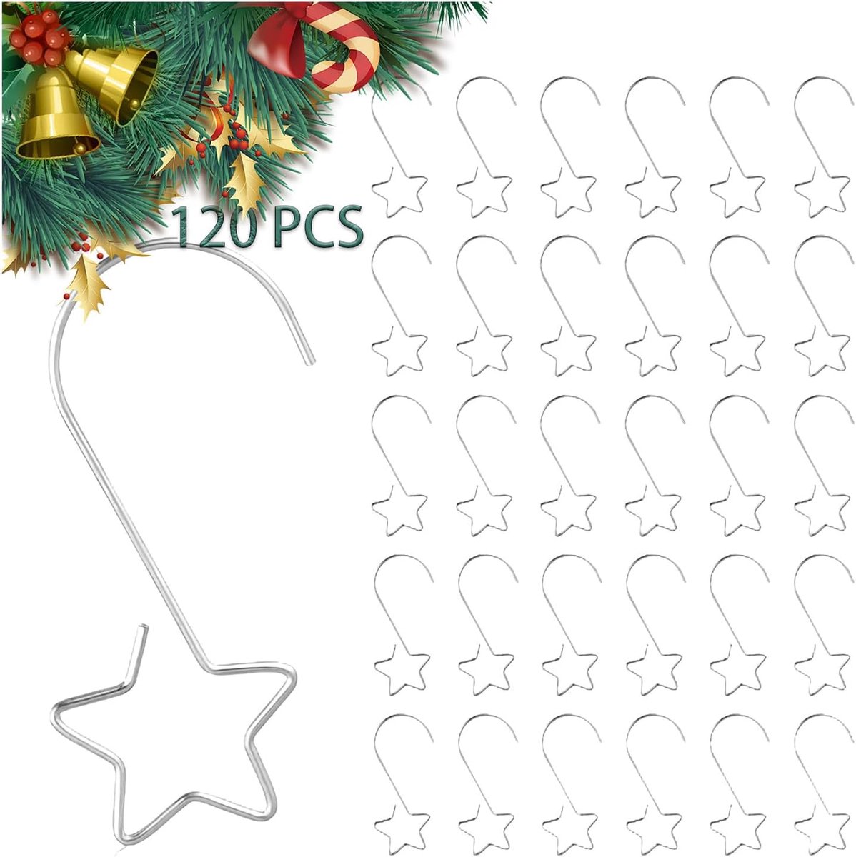 Haken zilver - hangers voor kerstballen, haken kerstboom haken voor kerstdecoratie en adventsversiering