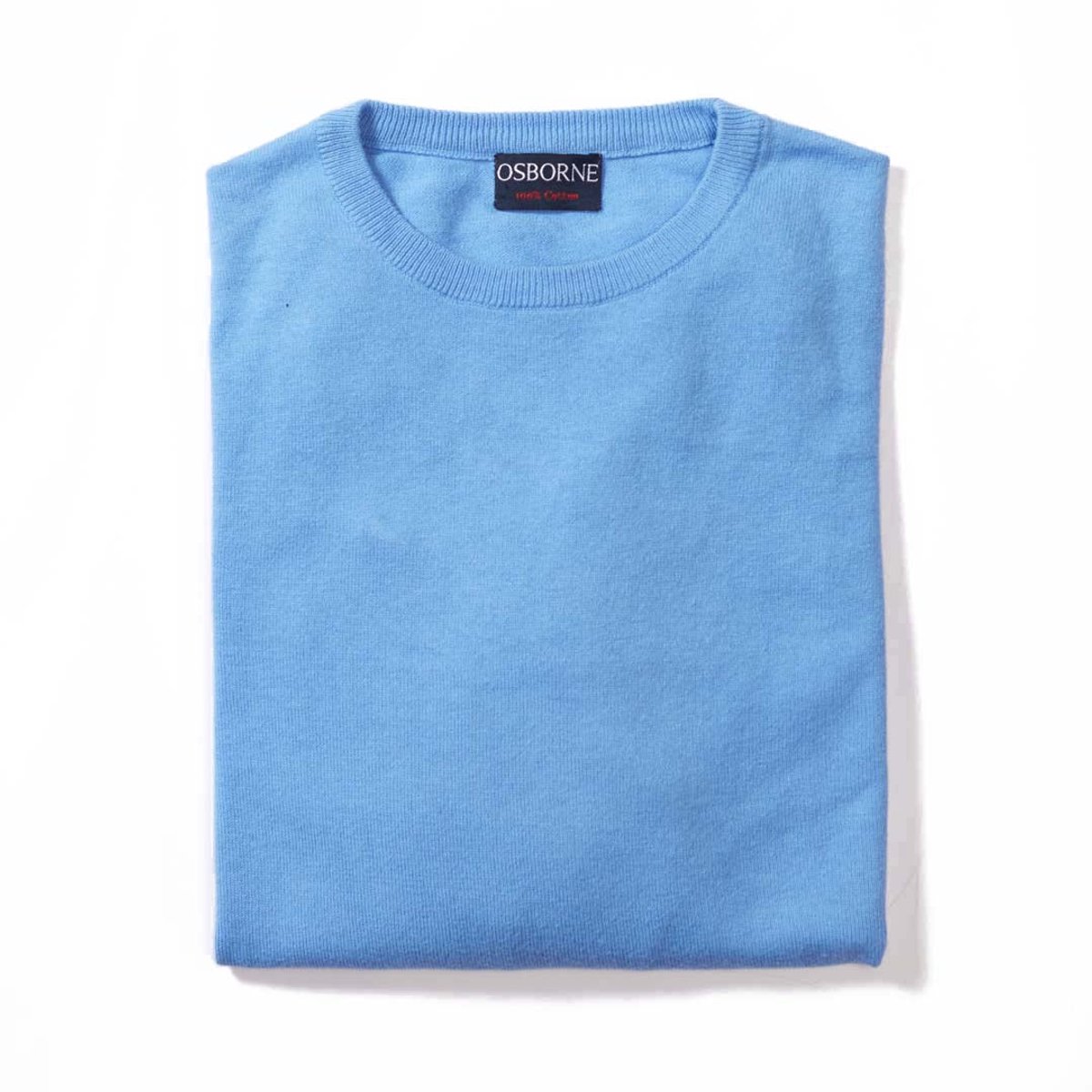 Osborne Knitwear Trui met ronde hals - Katoen - Light blue - 2XL