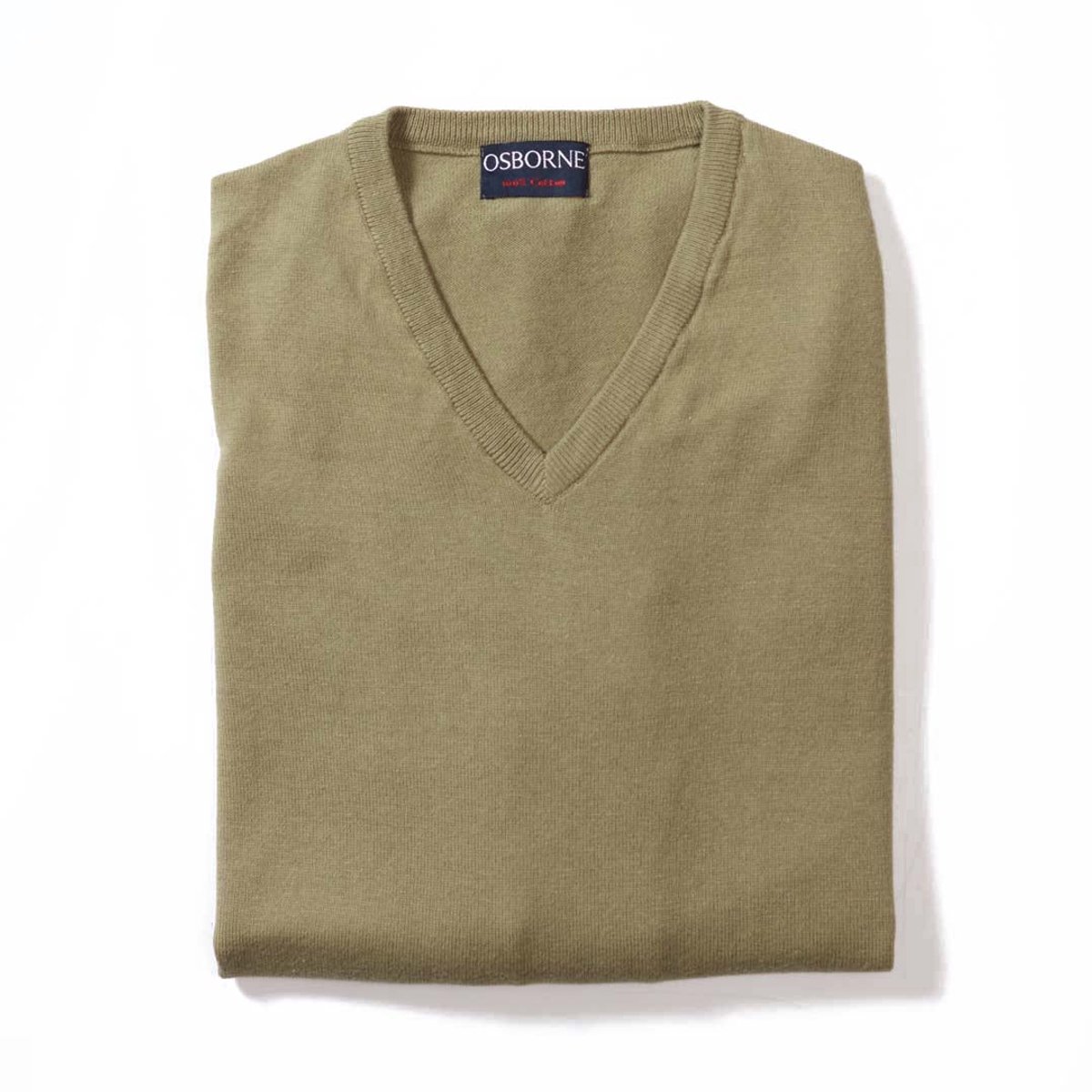 Osborne Knitwear Trui met V hals - Katoen - Khaki - M