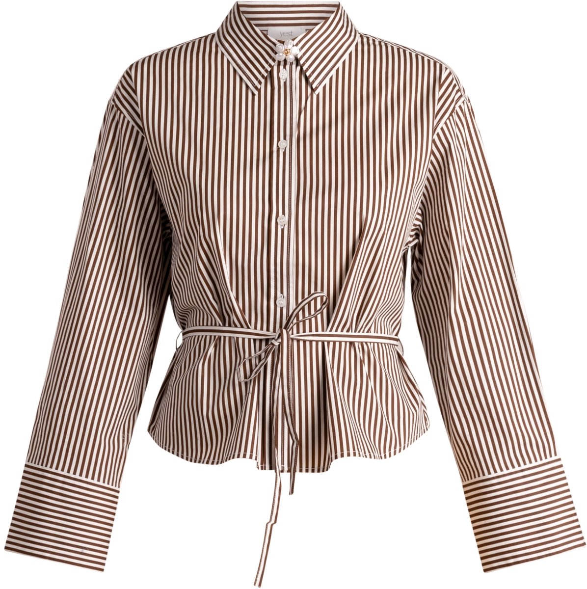 YEST Sona Tops - Mocca Brown/Off Whit - maat 34