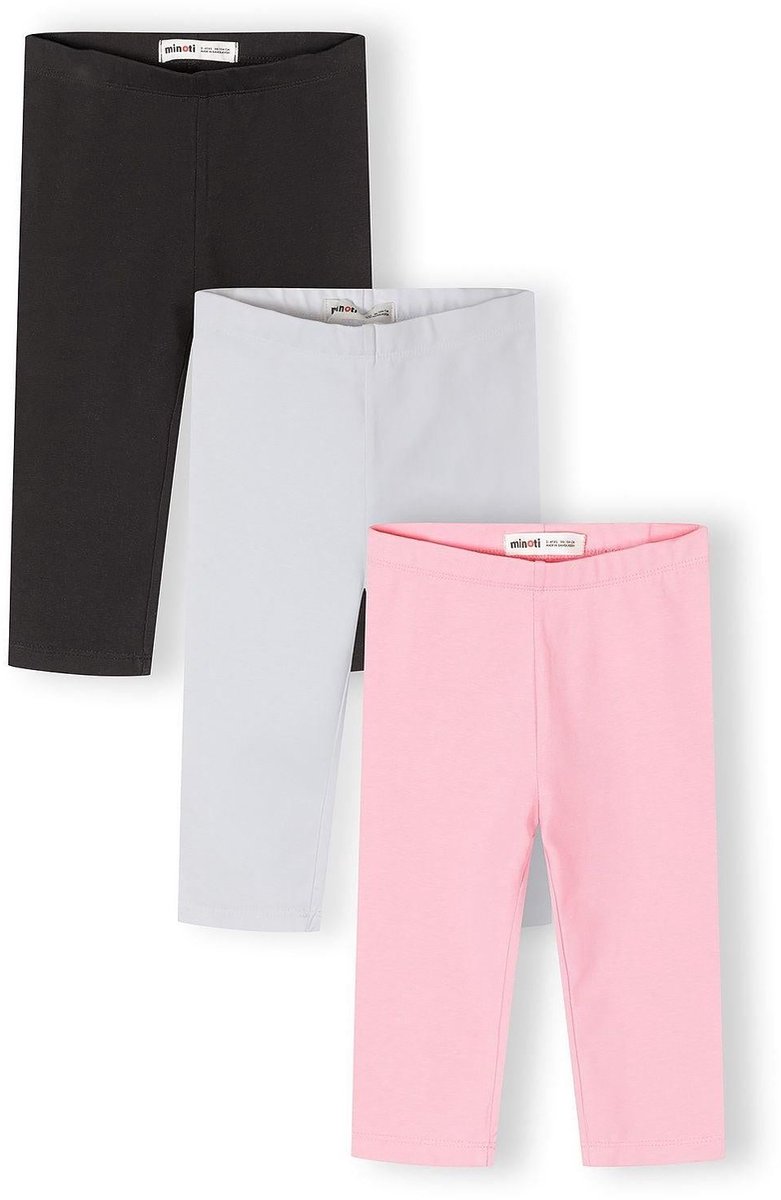 Minoti Legging Meisjes 3-Pack - capri - katoen - zwart