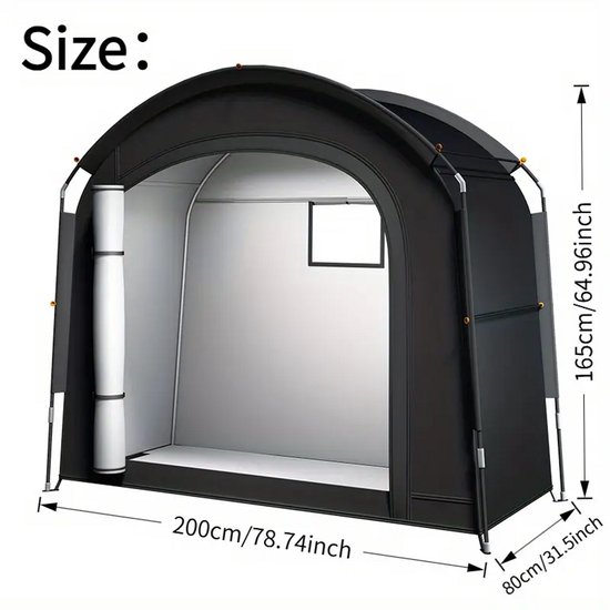 Outdoor Opbergtent voor Fietsen en Tuin – Waterdichte Pop-Up Schuurtent voor E-Bike, Mountainbike, Campinguitrusting – Draagbare Opslagtent met Grondpennen – Groen/Zwart — afbeelding 4