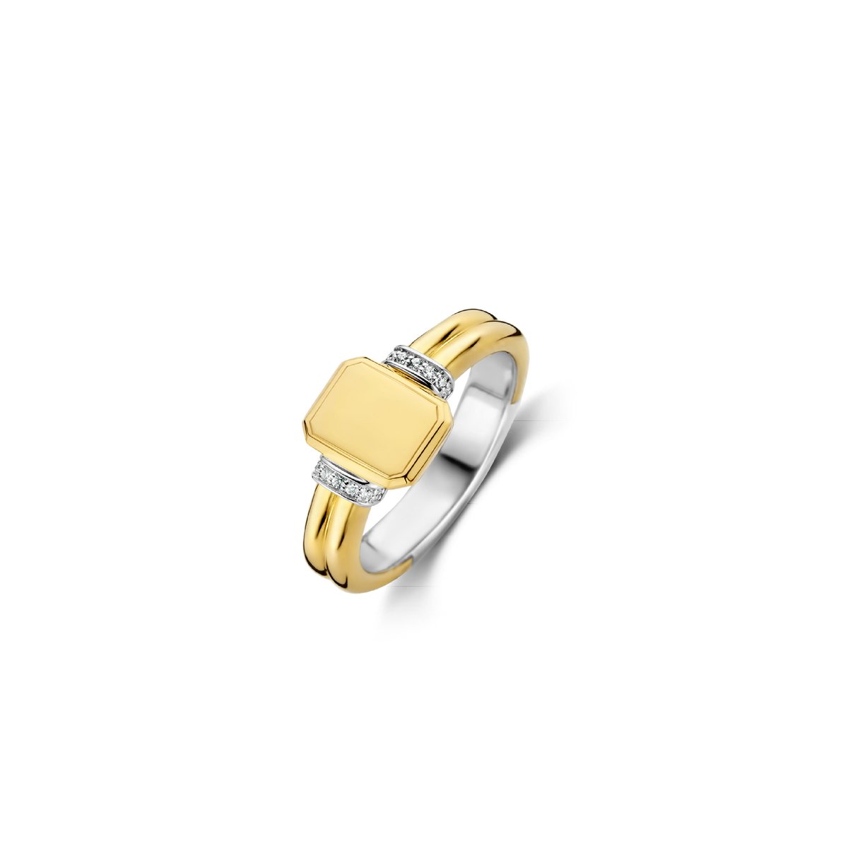 TI SENTO Dames Ring - 925 zilver - Zirkonia met geel verguld - Maat 17.75 mm / maat 56 - 12240ZY