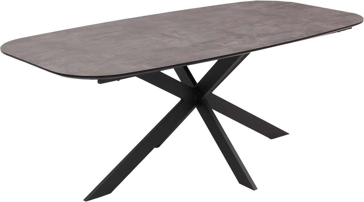 MCW Eettafel MCW-O56, tafel eettafel, MDF metaal 200x100cm ~ grijze steenlook
