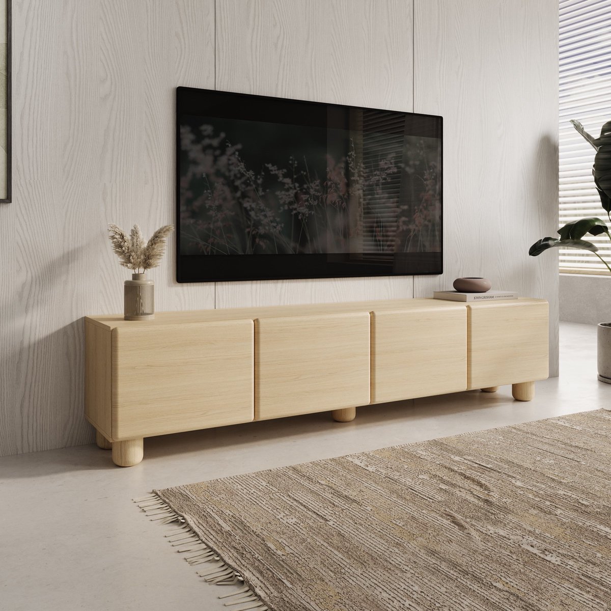 Meubella - Luvano - TV-Meubel - Licht eikenpatroon - 200x38x47 cm