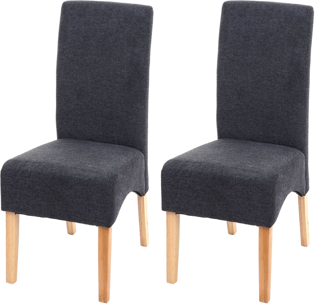 MCW Set van 2 Latina eetkamerstoelen, keukenstoel, stof/textiel MVG-gecertificeerd ~ donkergrijs, lichte poten