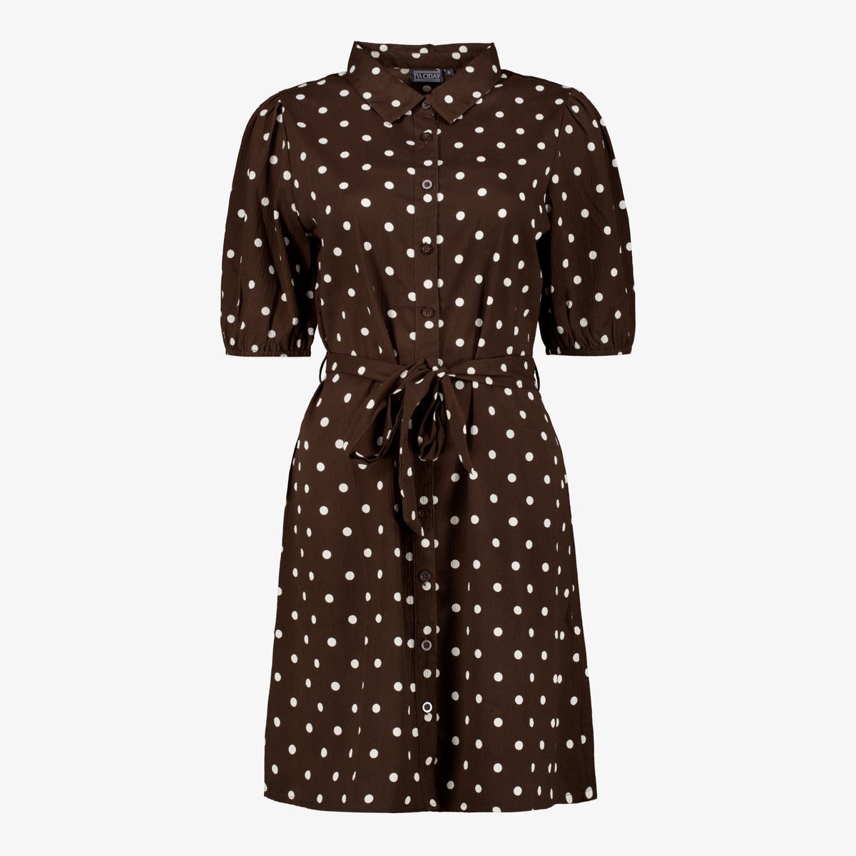 TwoDay dames blousejurk met stippen bruin - Maat S