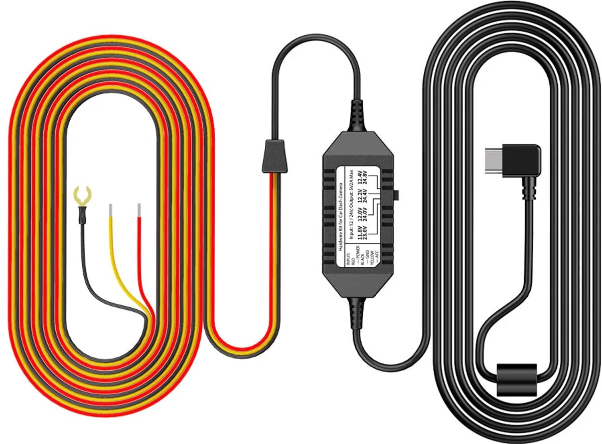 VIOFO HK4 6 meter- Hardwire Kit voor Dashcam - 6 Meter Voedingskabel - Parkeerstand 24/7 Opname - 12V/24V Aansluiting - Accubeveiliging - Geschikt voor VIOFO Dashcams