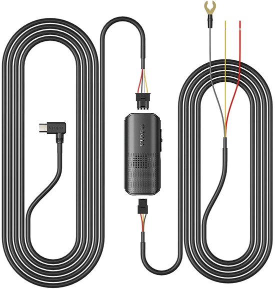 Zwart VIOFO hardwire kit met voedingskabels en USB-C kabel.