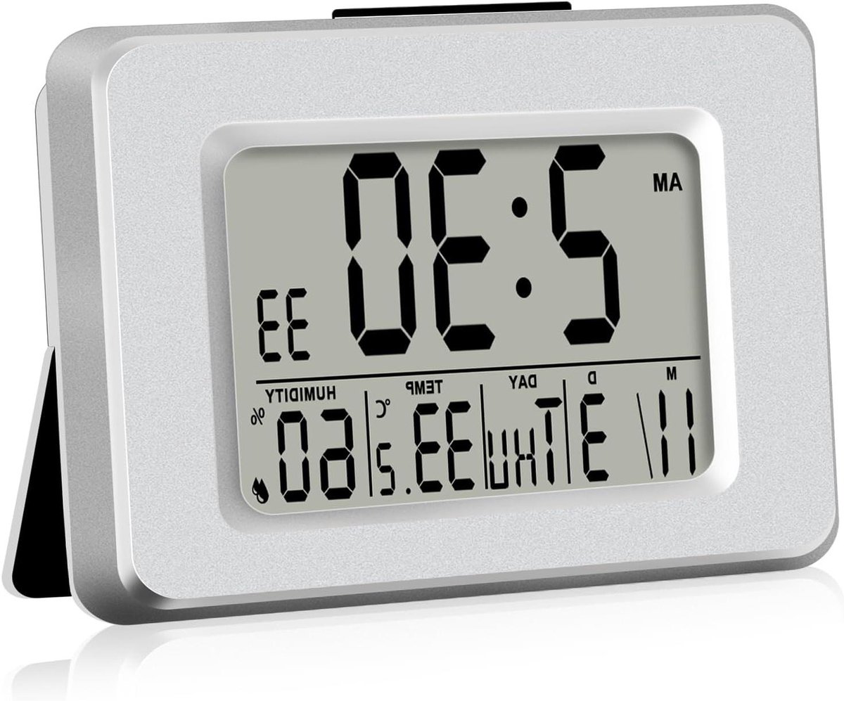 Digitale Wekker - Klok Radio - Wakker Worden - Automatische Tijdsynchronisatie - 139 x 90 mm - Zilver