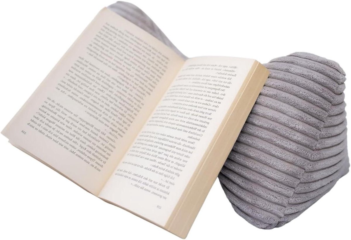 Leeskussen - Leessteun - Ontspannen Lezen - Dikke Microvezel - 38 x 18 cm - Zilvergrijs