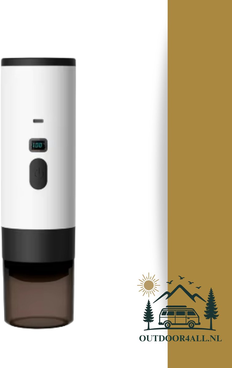 Draagbare Coffee maker voor camping, op reis of onderweg - Oplaadbaar - Wit