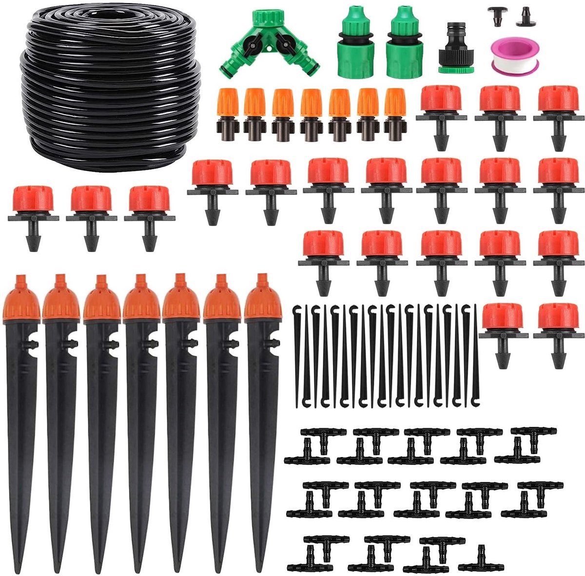 Dailygoods- Irrigatiekit 88 Stuks - Druppelirrigatie 40 Meter - Tuinirrigatiesysteem - Micro Drip Systeem - Eenvoudige Installatie - Hoogwaardig Rubber - Tuinirrigatie
