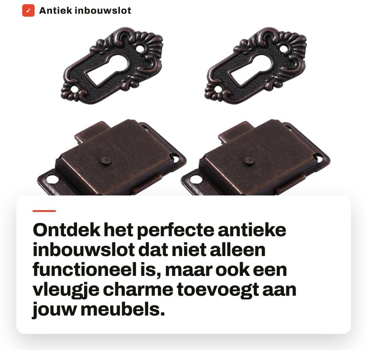 Dailygoods- Inbouwslot Antiek - Mini-hangslot Messing - Decoratief Slot - Voor Sieraden - Voor Antieke Kisten - Inclusief Sleutel