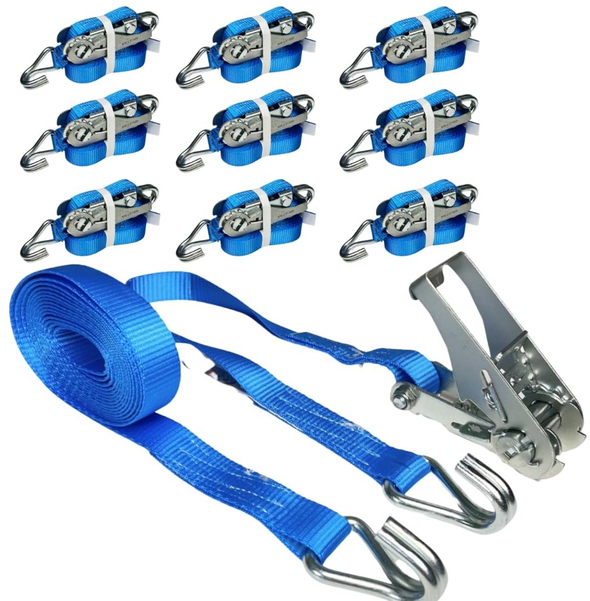 Dailygoods - 2-delige Spanbanden met Ratel en Haak - 4 m Ladingbeveiliging voor Transport