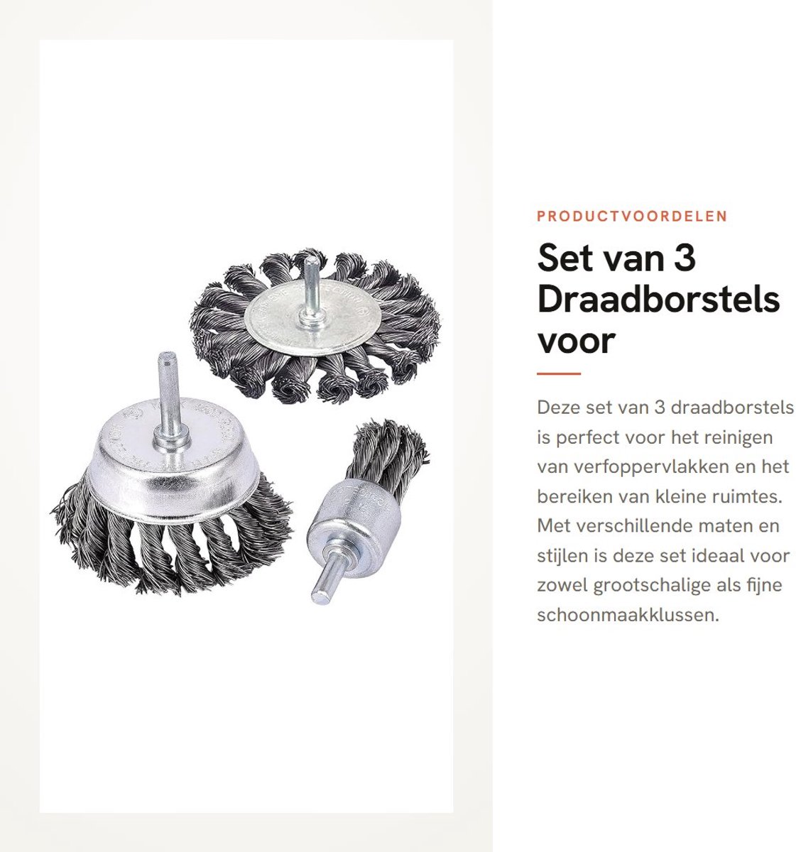Dailygoods- Draadborstel Set - 75 mm Wiel Borstel - 50 mm Cup Borstel - 25 mm Eindborstel - Koolstofstaal - Voor Reiniging Kleine Ruimtes - Boren