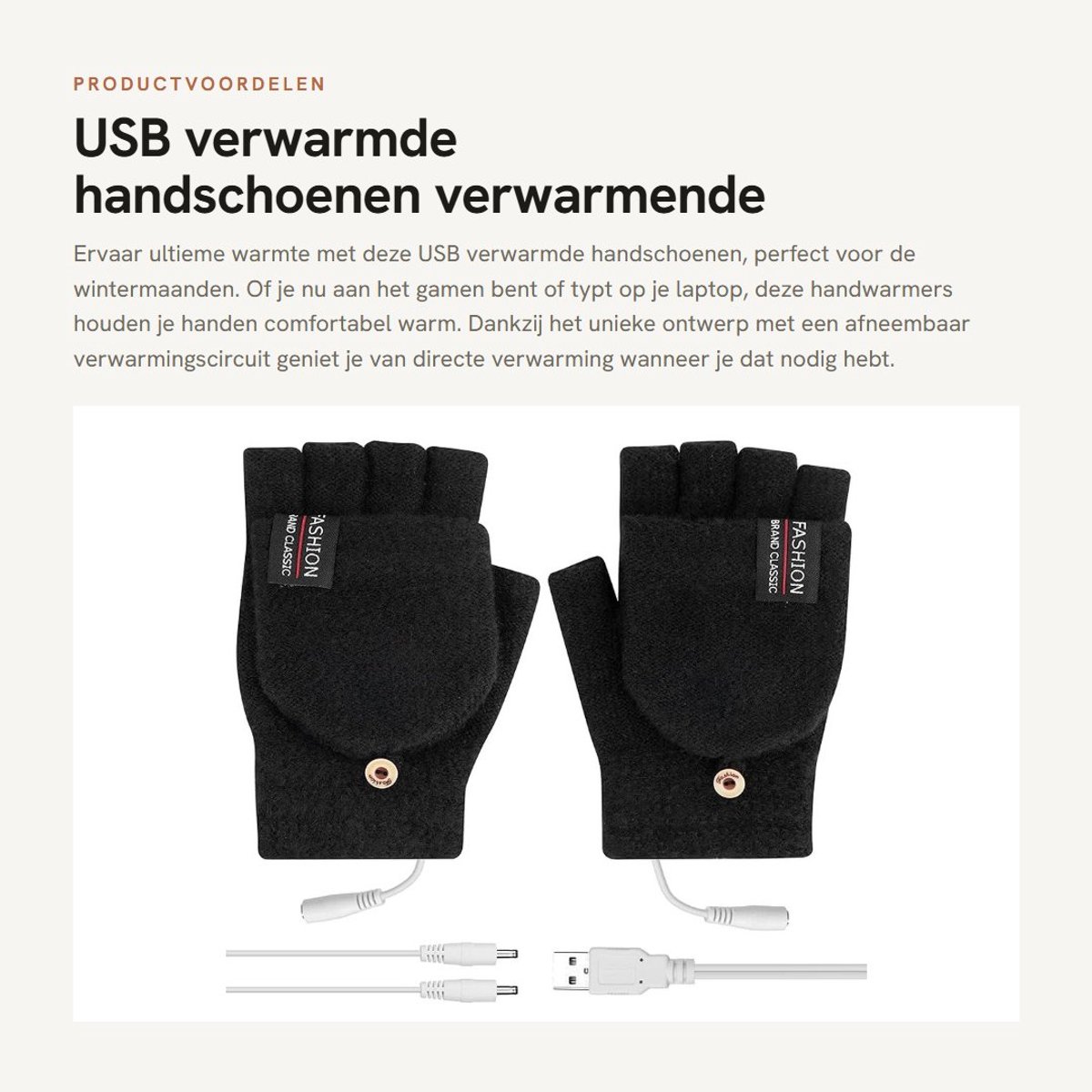 Dailygoods - USB verwarmde handschoenen - verwarmende wanten - handwarmers voor vrouwen - elektrisch verwarmd - winterse warmte - ideaal voor gamen en...