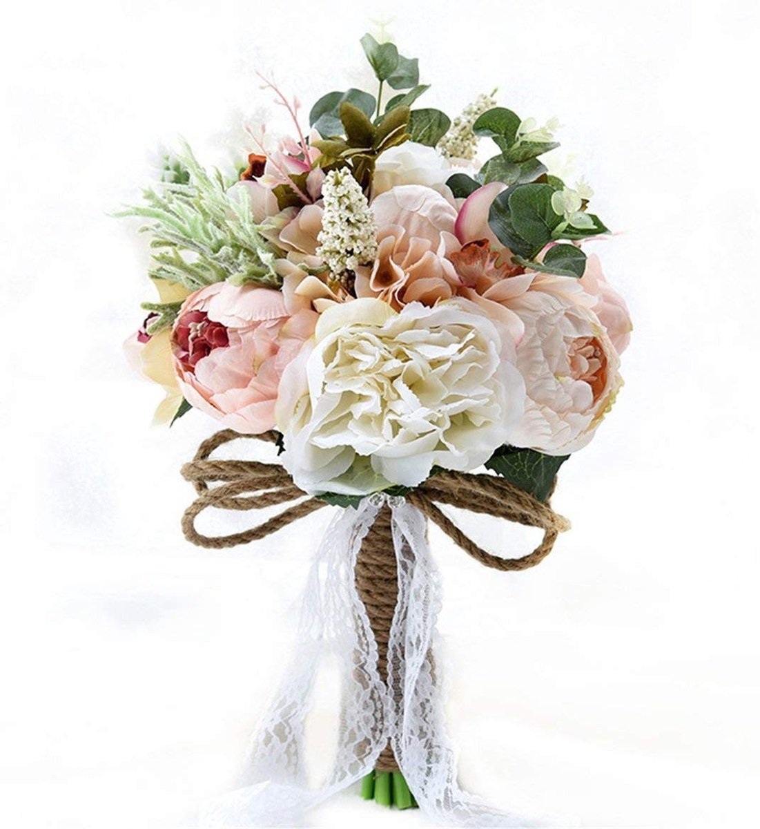 Dailygoods- Bruidsboeket Kunstbloemen - Bruidsmeisje Boeket - Kunstzijden Bloemen - Woondecoratie - Speciale Dagen - Altijd Mooi en Duurzaam - Kunstbloemenboeket