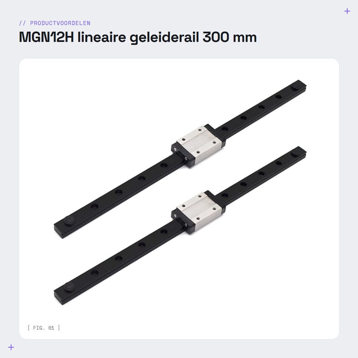 Dailygoods- Geleiderail 300 mm - MGN12H Draagblok - 2 Stuks - Lineaire Rail - Geschikt voor 3D-printer/CNC-machine - Hoogwaardige Precisie