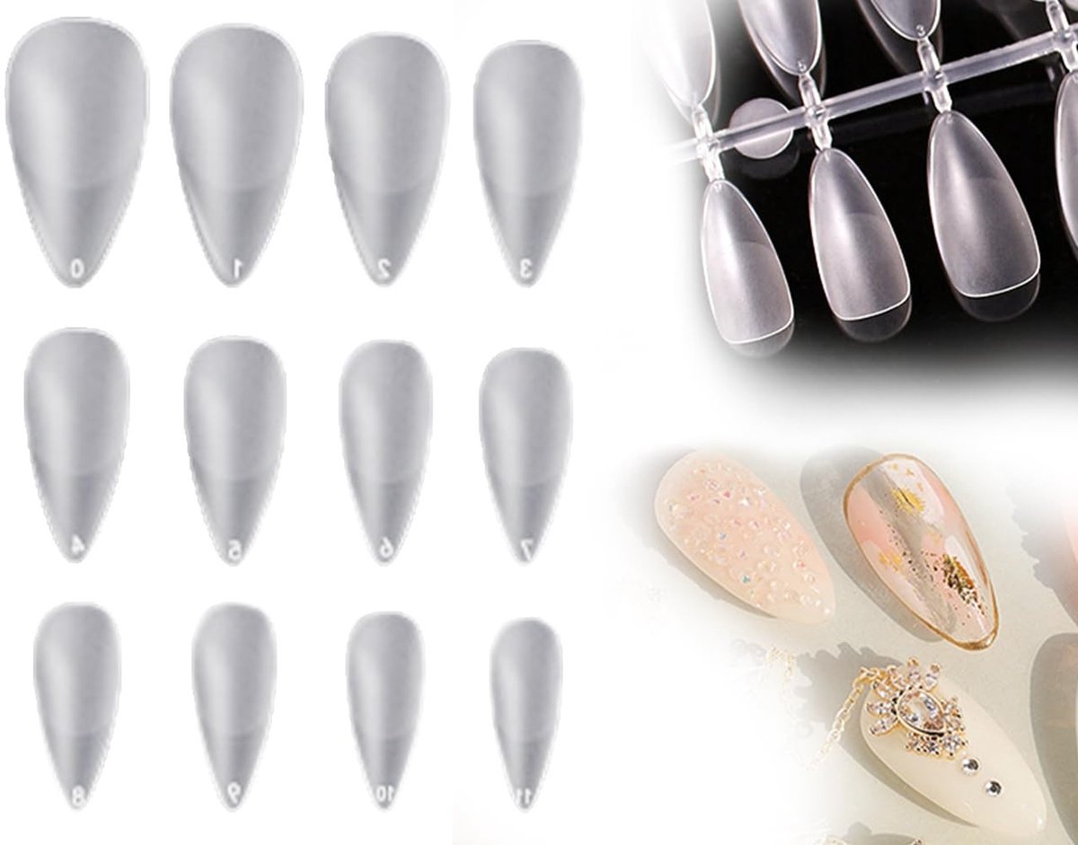 Dailygoods- Amandelnageltips 120 stuks - Korte Kunstnagels - Volledig Dekkende Tips - 12 Maten - Hoogwaardig Materiaal - Eenvoudig Op Te Drukken