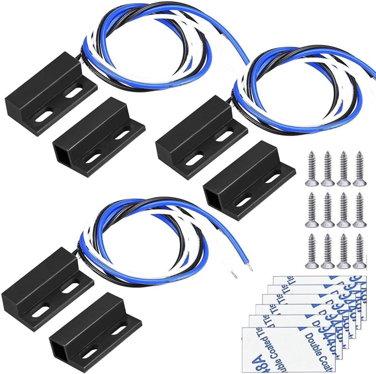 3 Sets Magnetische Deursensor en Raamcontact - NO/NC Inbouw Contact voor Toegangscontrole en Alarmsystemen