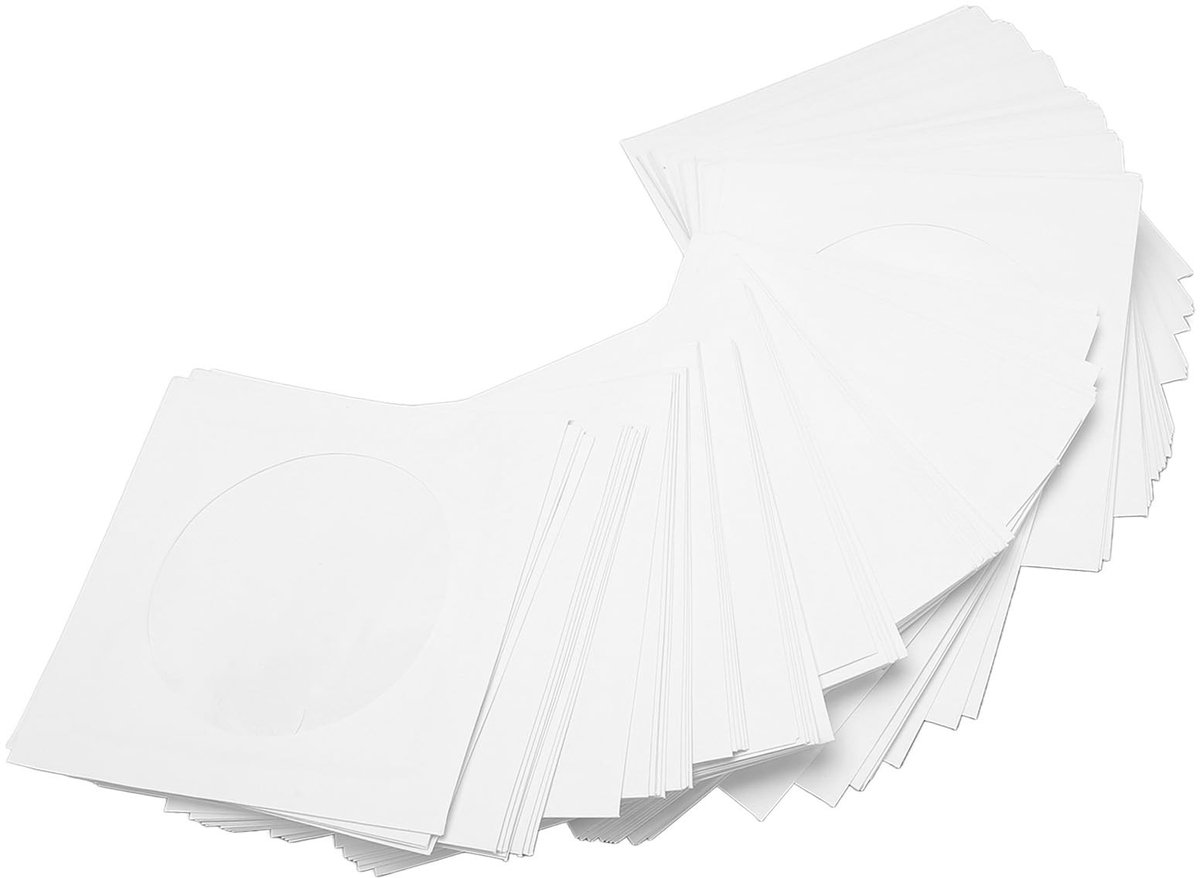 Dailygoods- CD Hoes Dikke Herbruikbare Stofdichte Schijfhoes - CD Hoesjes Papier - CD Opbergmap 100 Stuks - Geschikt voor 8 cm Schijf - 8,7 x 8,7 cm - Effectieve Bescherming
