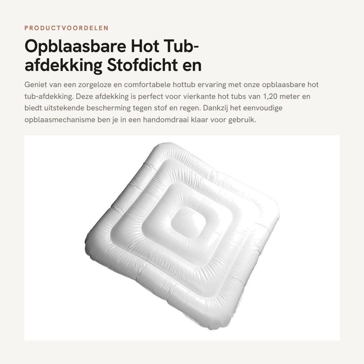 Dailygoods- Hot Tub Afdekking Stofdicht - Regendicht - Opblaasbaar - Geïsoleerd - Duurzaam - Eenvoudige Installatie - Spa Afdekking