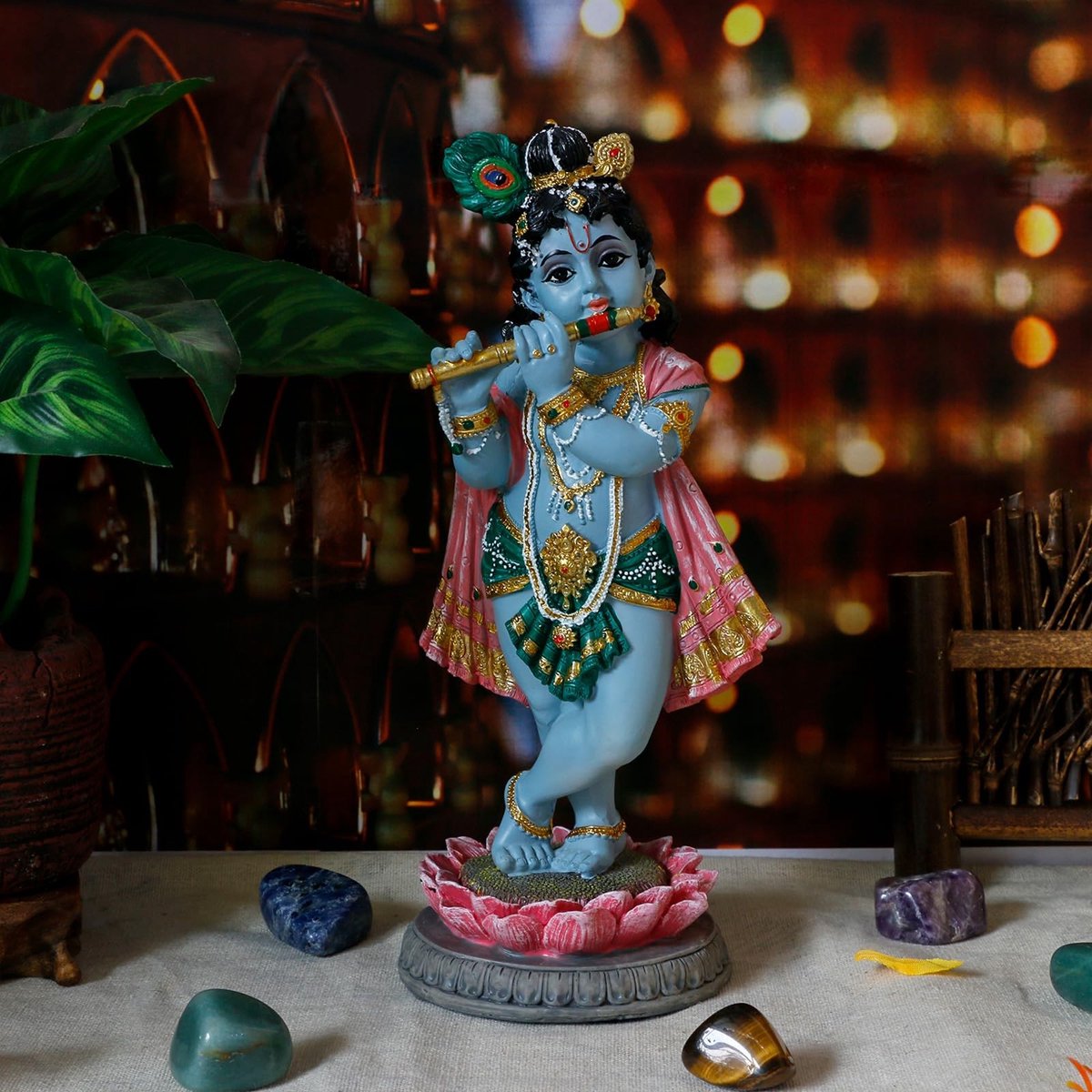 Dailygoods- Standbeeld 8" Hoog - Hindoe God Krishna - Decoratie - Spirituele Geschenken - Meditatie - Altaar Beeld