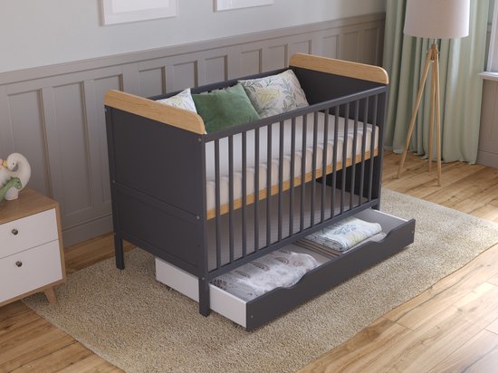 Babybed Levi hout Antraciet & Grenen 120x60 cm