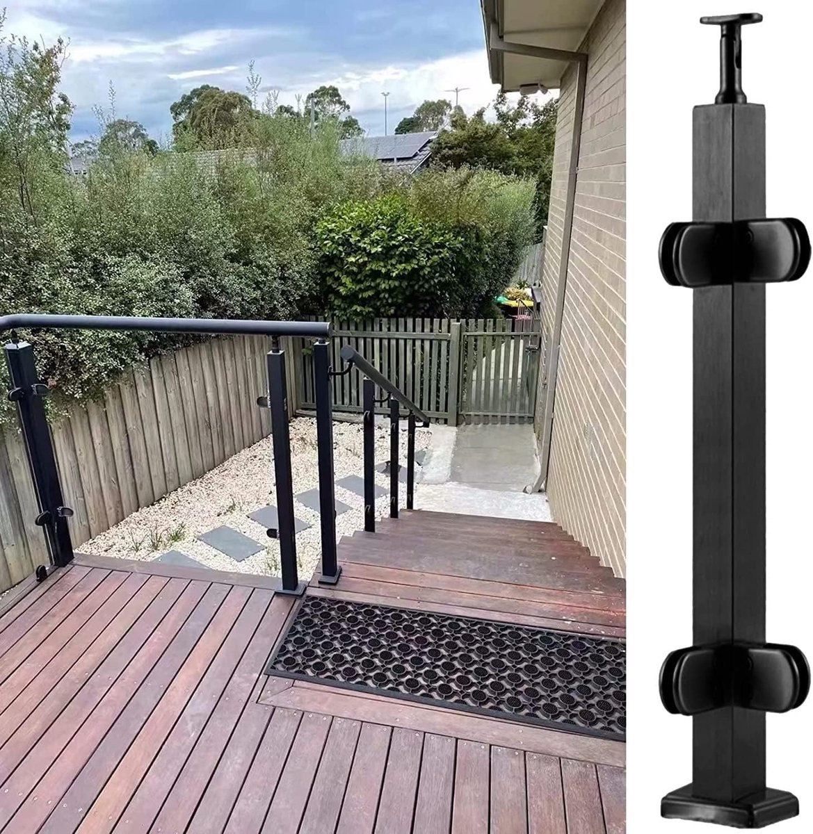 Glazen Leuningpaal - Balustrade Paal - Trap Veiligheid - Roestvrij Staal 304 - Hoogte 85cm - Zilver