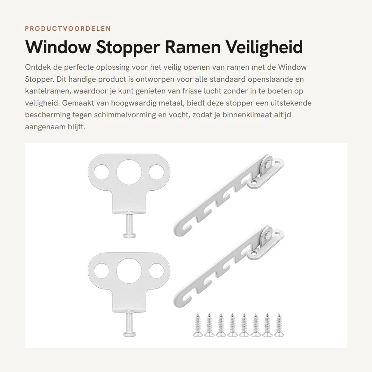 Dailygoods- Raamstopper - Raamvergrendeling - Raamvastzetter - Metaal - 2 Stuks - Kinderslot/Kattenslot