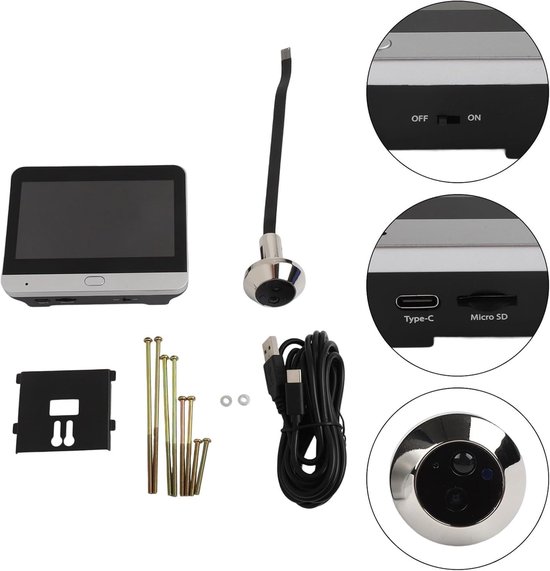 Digitale Deurcamera - Spioncamera Deur - Veiligheid Thuis - 1080P Groothoeklens - 4.3 Inch Scherm - Zilver — afbeelding 2